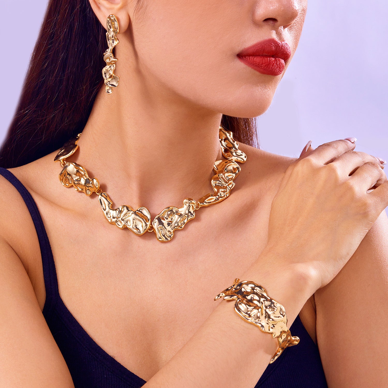 Liquid Fold Alloy Jewelry Set