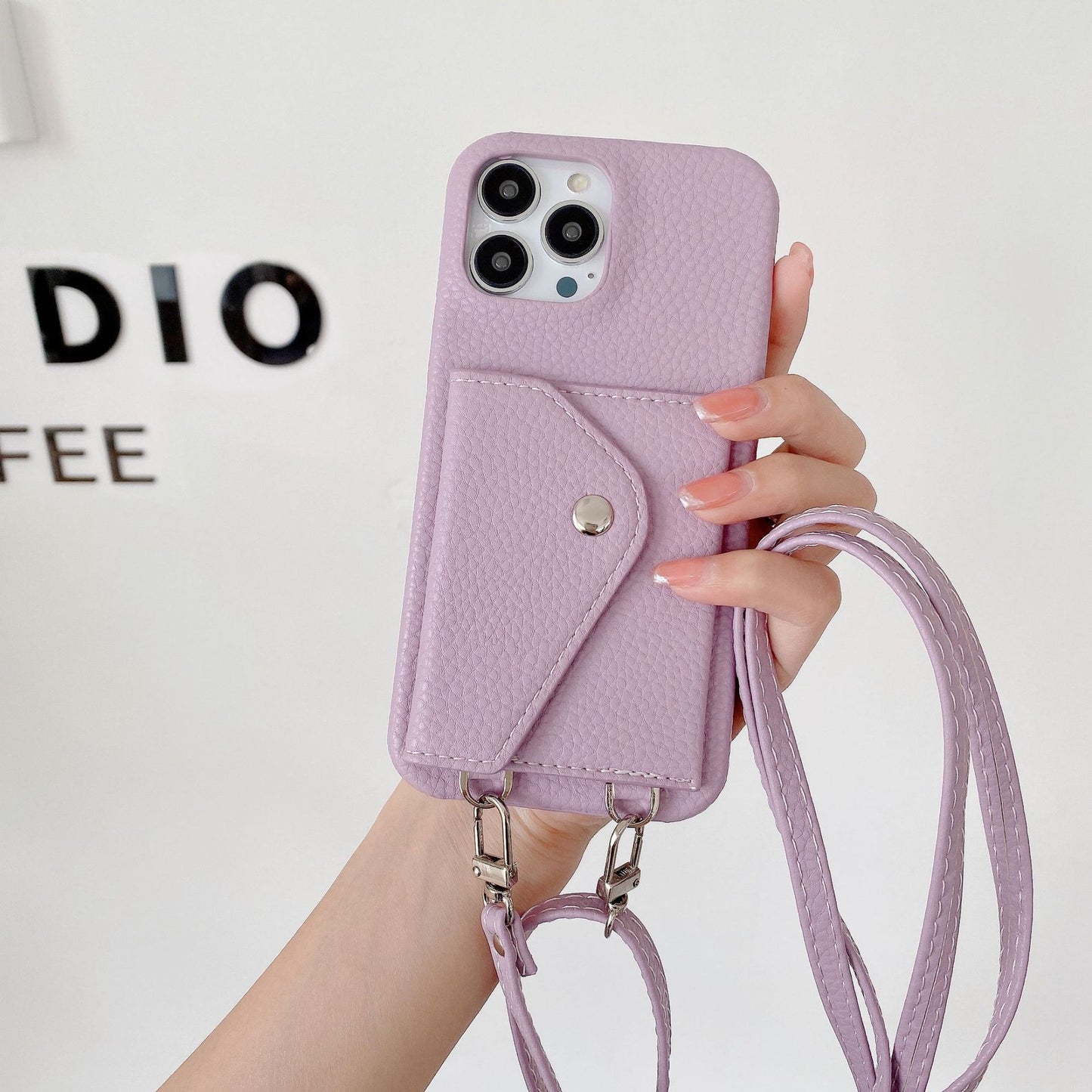 Litchi - grain Card - holder Phone Case