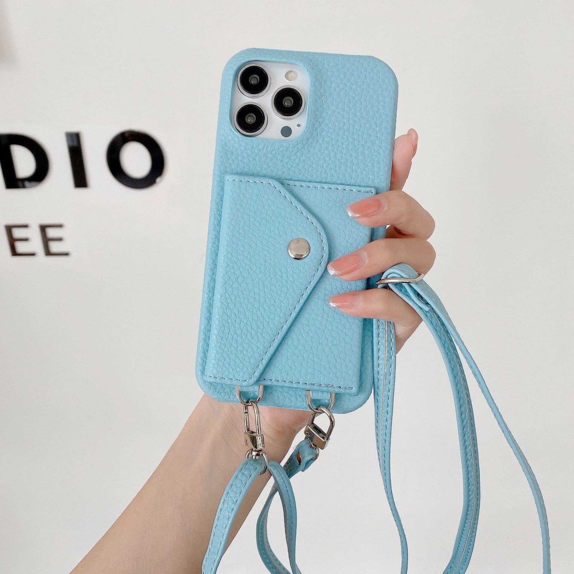 Litchi - grain Card - holder Phone Case