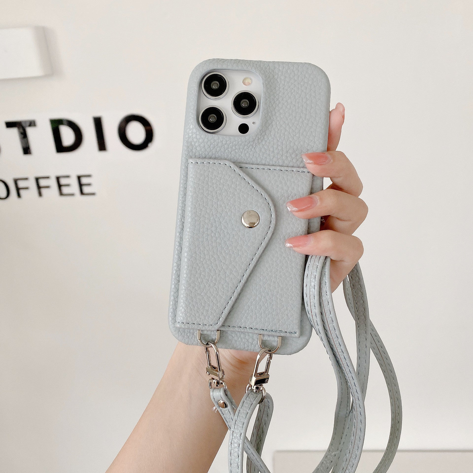 Litchi - grain Card - holder Phone Case