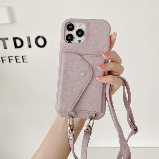 Litchi - grain Card - holder Phone Case