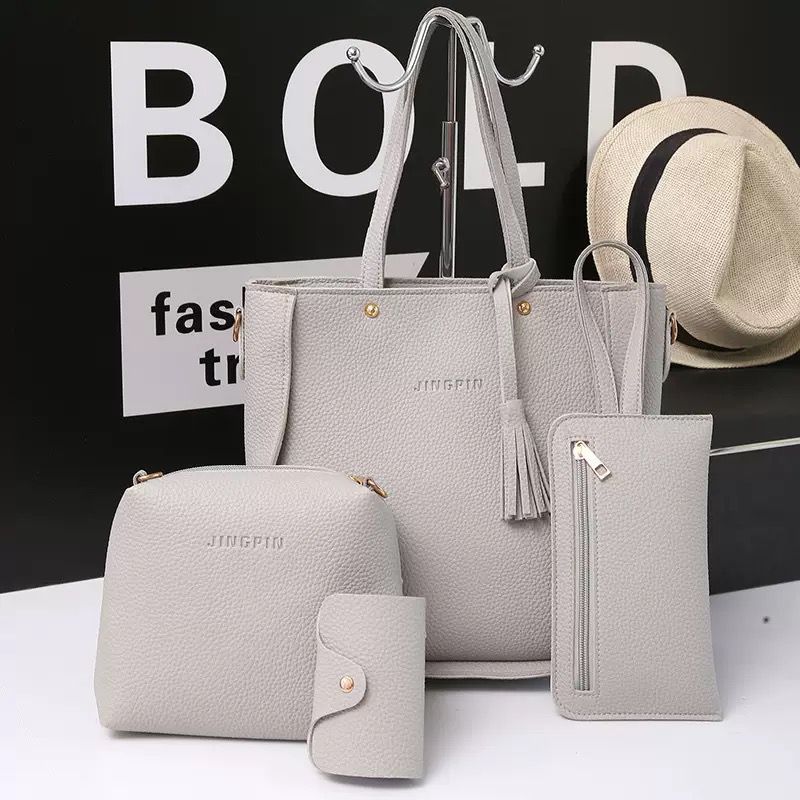 Litchi Pattern Women's Shoulder Bag Set