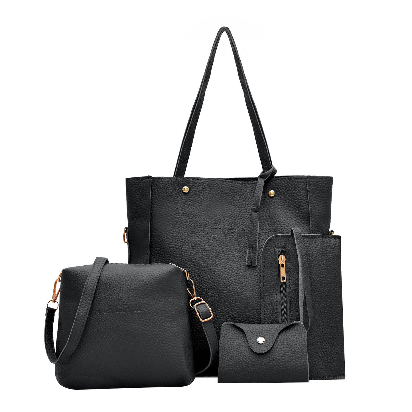 Litchi Pattern Women's Shoulder Bag Set