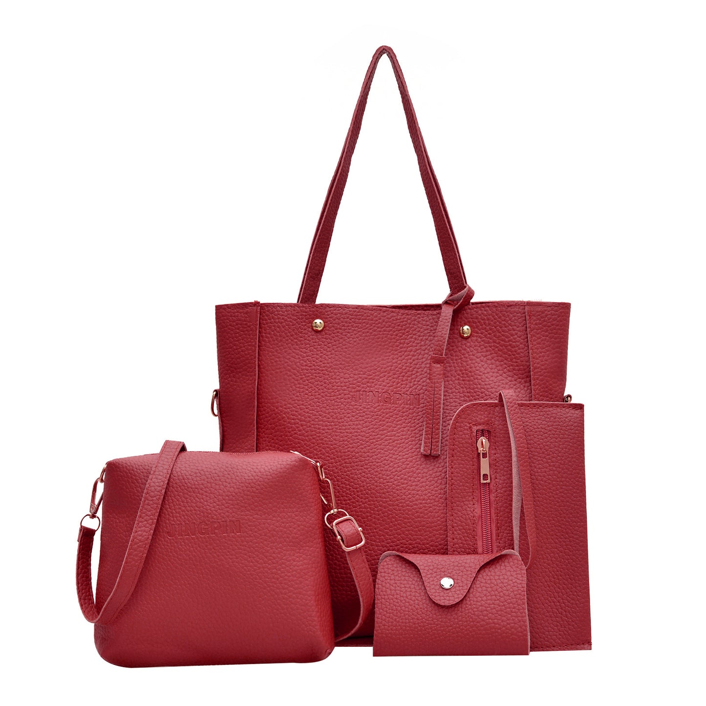 Litchi Pattern Women's Shoulder Bag Set