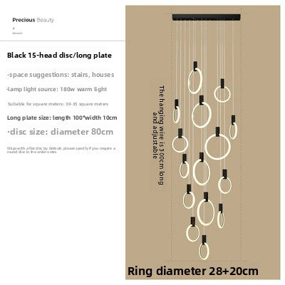 Lloft ring stair chandelier
