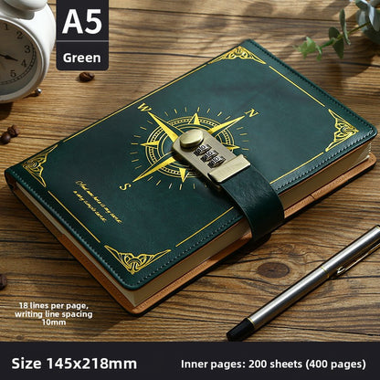 Locking Diary Notebook with Imitation Leather Cover