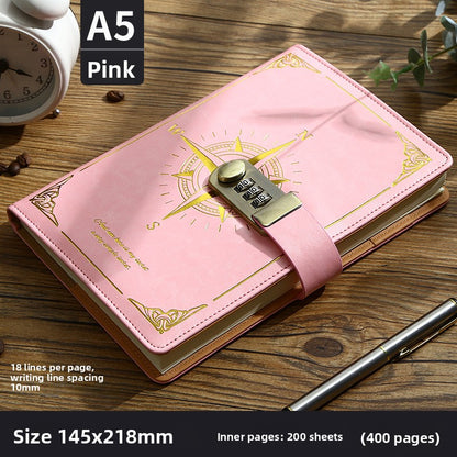 Locking Diary Notebook with Imitation Leather Cover