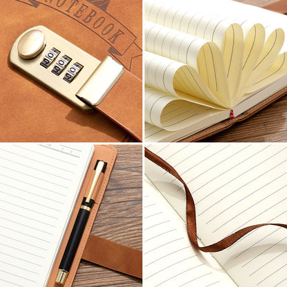 Locking Diary Notebook with Imitation Leather Cover