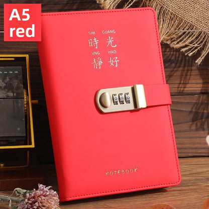 Locking Diary Notebook with Imitation Leather Cover