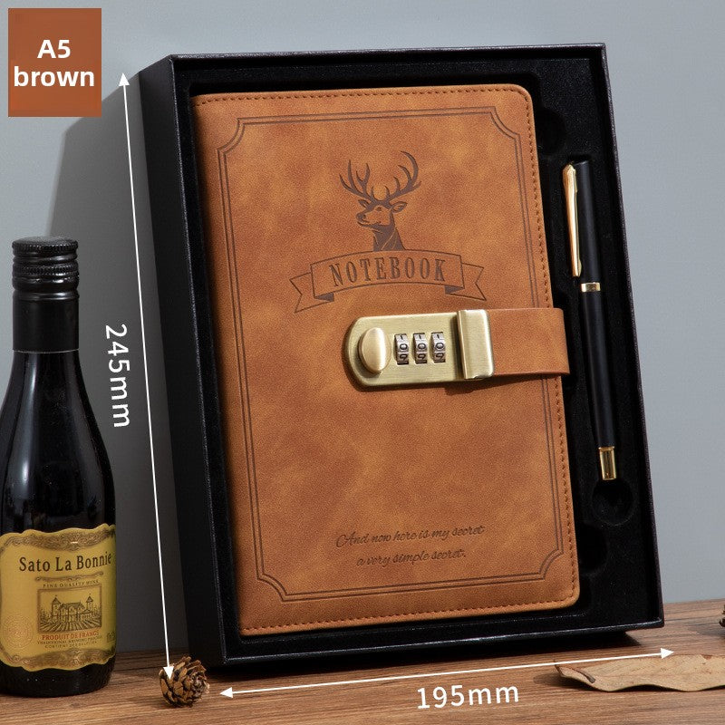 Locking Diary Notebook with Imitation Leather Cover
