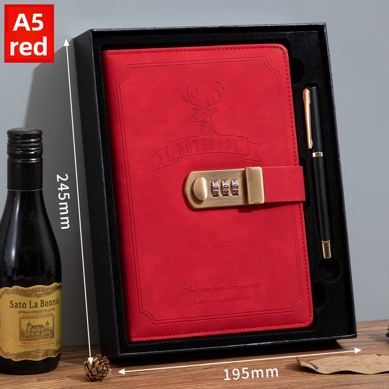 Locking Diary Notebook with Imitation Leather Cover