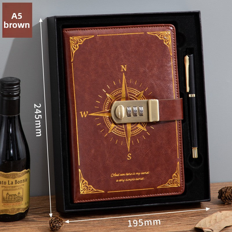 Locking Diary Notebook with Imitation Leather Cover