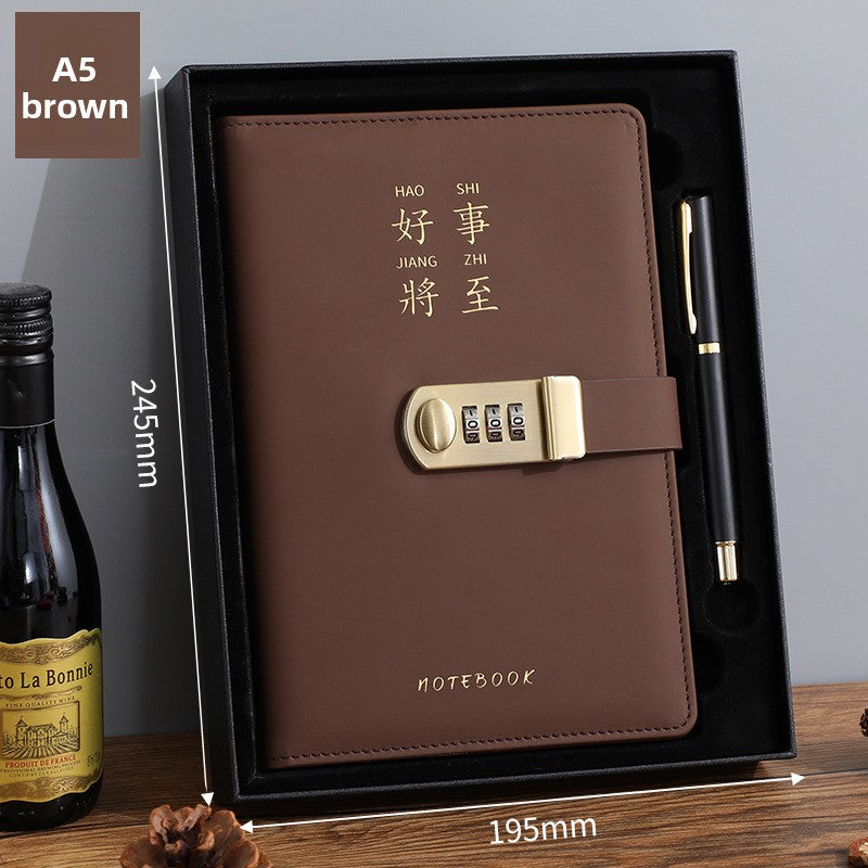 Locking Diary Notebook with Imitation Leather Cover