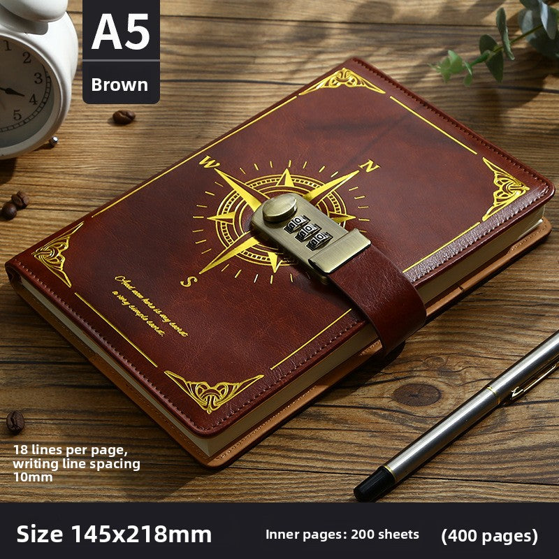 Locking Diary Notebook with Imitation Leather Cover