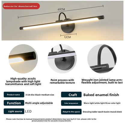 Long bathroom cabinet vanity mirror light