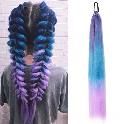 Long braids with hair loops and false braids