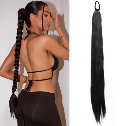 Long braids with hair loops and false braids