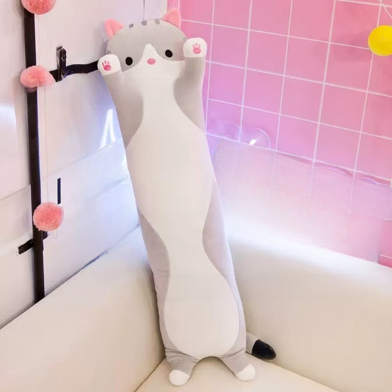 Long Cat Plush Toy Pillow for Sleeping and Hugging