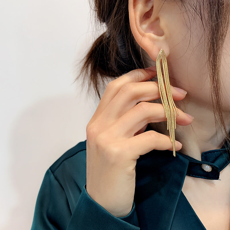 Long chain tassel earrings