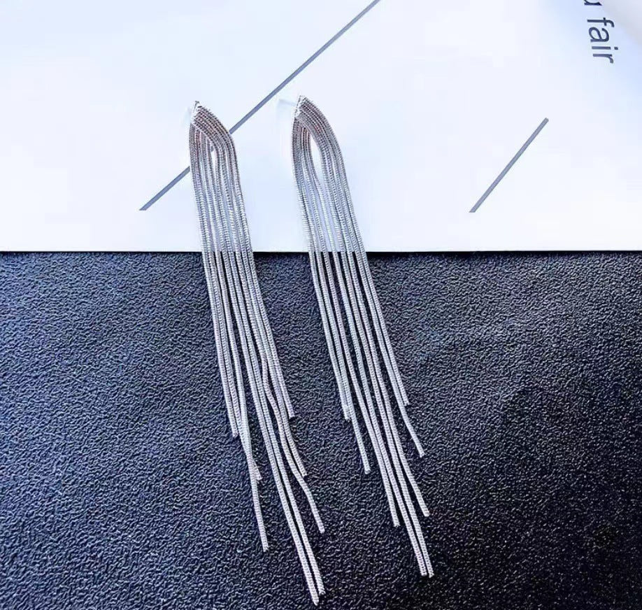 Long chain tassel earrings