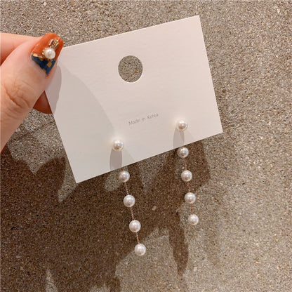 Long Chain Tassel Pearl Earrings