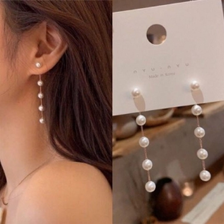 Long Chain Tassel Pearl Earrings