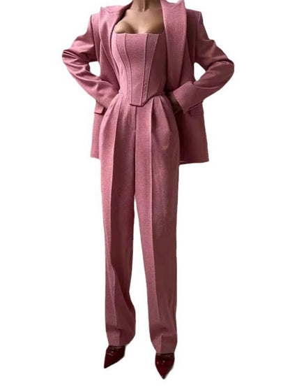 Long coat, vest, and pants three-piece set