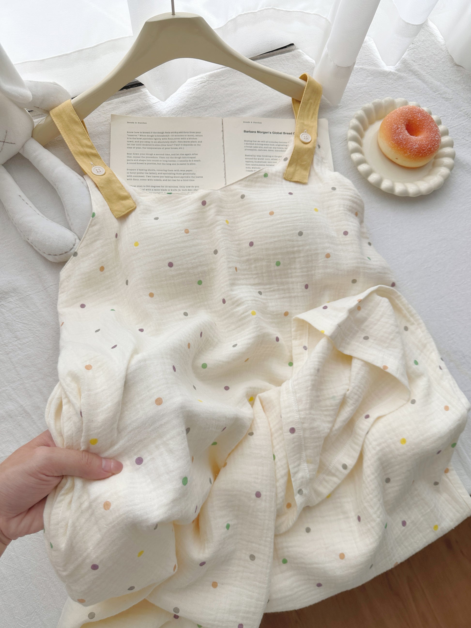 Long Cotton Sleep Dress with Built-in Bra for Girls