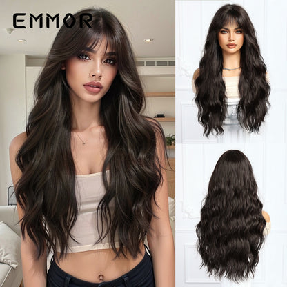 Long Curly Hair Wig with Bangs