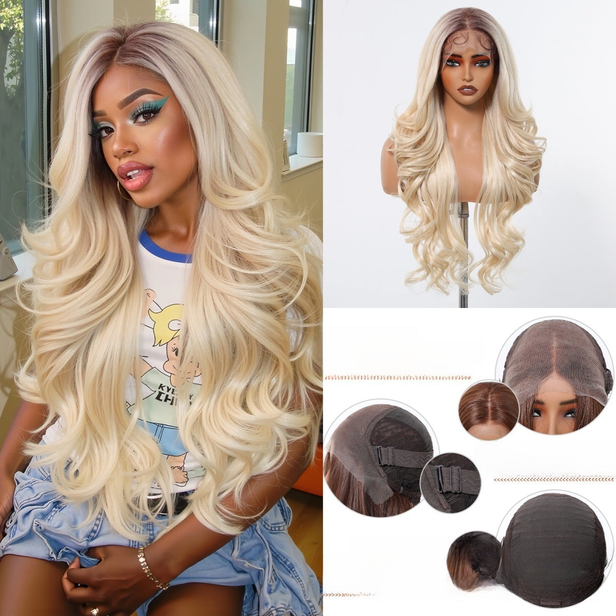 Long Curly Lace Front Wig Heat Resistant