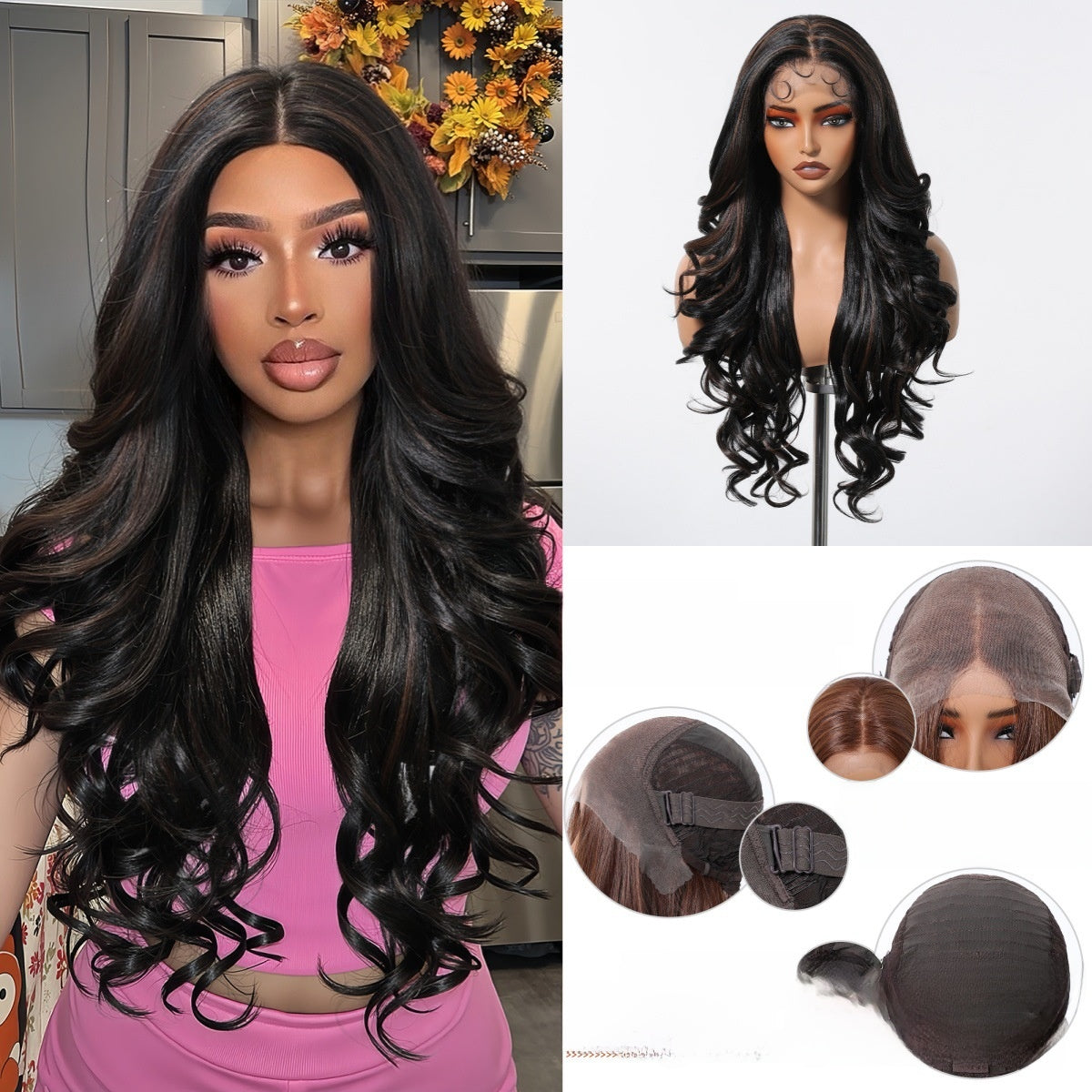 Long Curly Lace Front Wig Heat Resistant