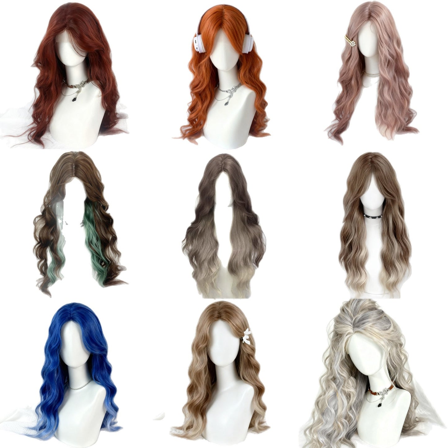 Long Curly Lace Front Wig with Side Bangs