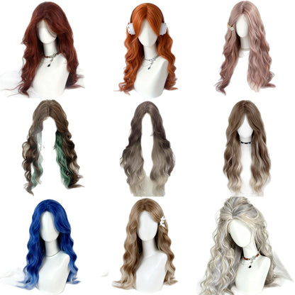 Long Curly Lace Front Wig with Side Bangs