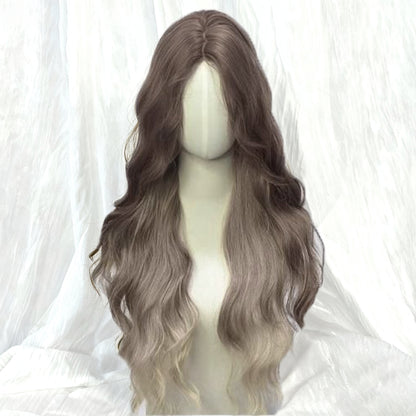 Long Curly Lace Front Wig with Side Bangs