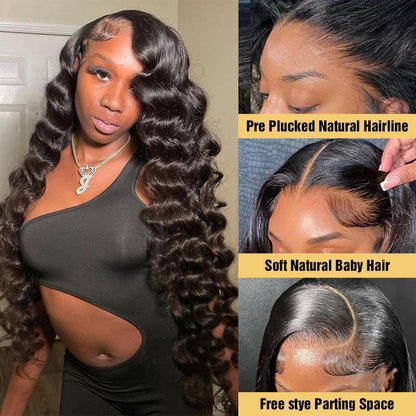 Long Curly Loose Deep Wave Transparent Lace Front Wig