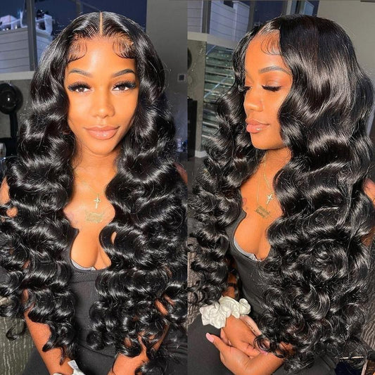 Long Curly Loose Deep Wave Transparent Lace Front Wig