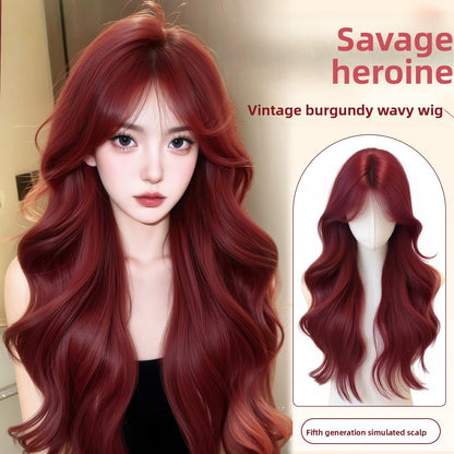 Long Curly Raspberry Red Synthetic Hair Wig