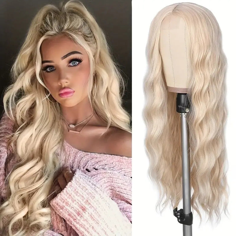 Long Curly Synthetic Hair Wig with Adjustable Bangs