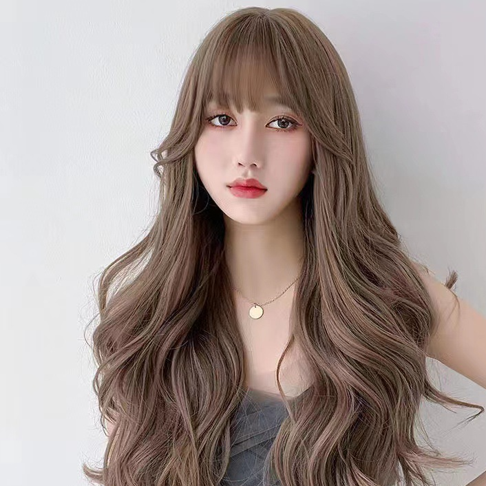Long Curly Synthetic Hair Wig with Adjustable Bangs