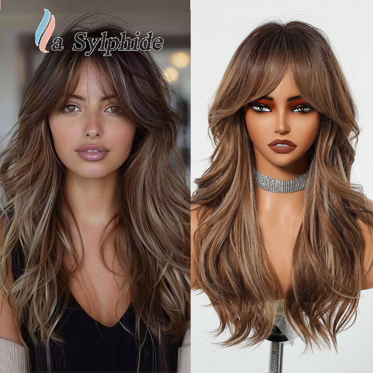 Long Curly Synthetic Hair Wig with Gradient Colors 24inch