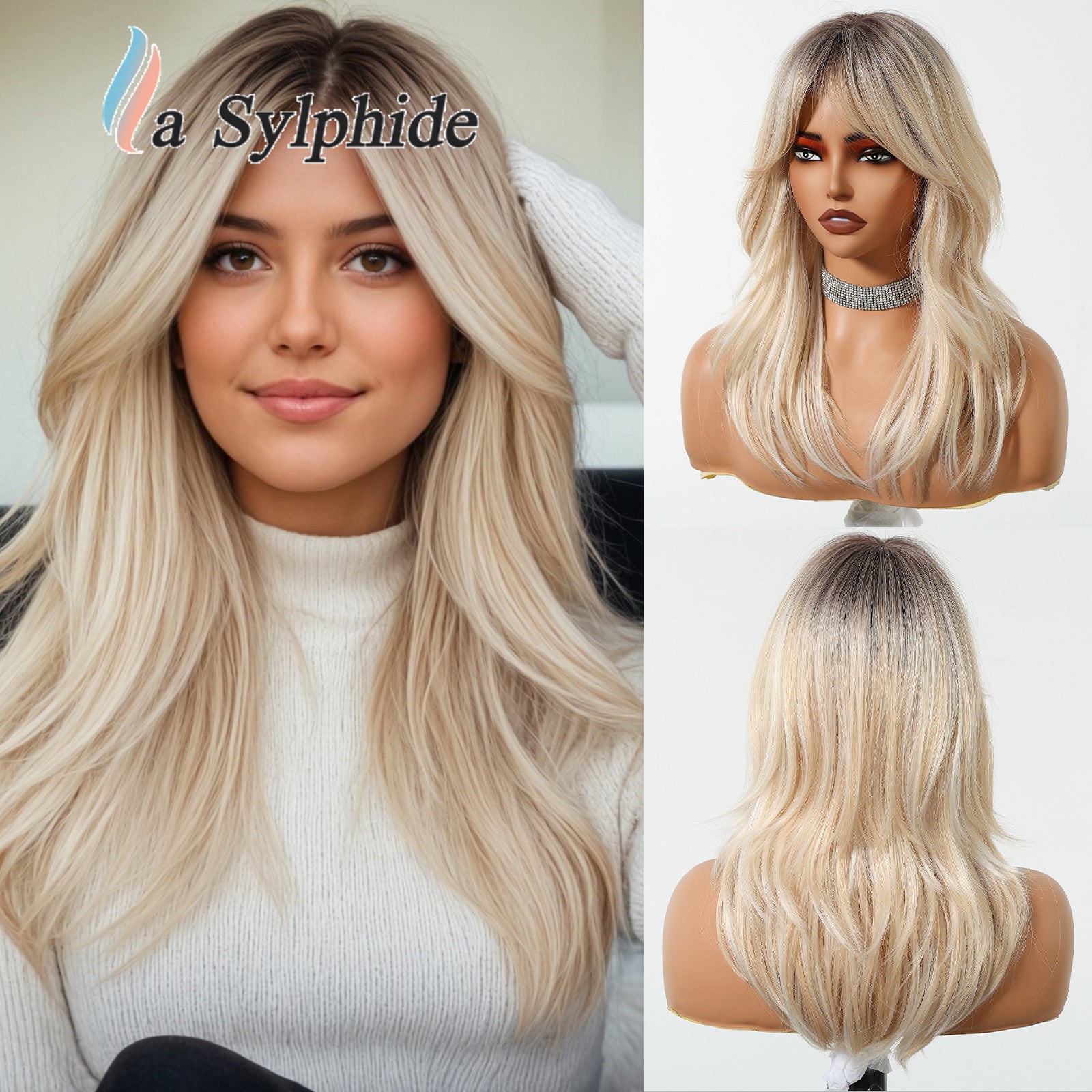 Long Curly Synthetic Hair Wig with Gradient Colors 24inch