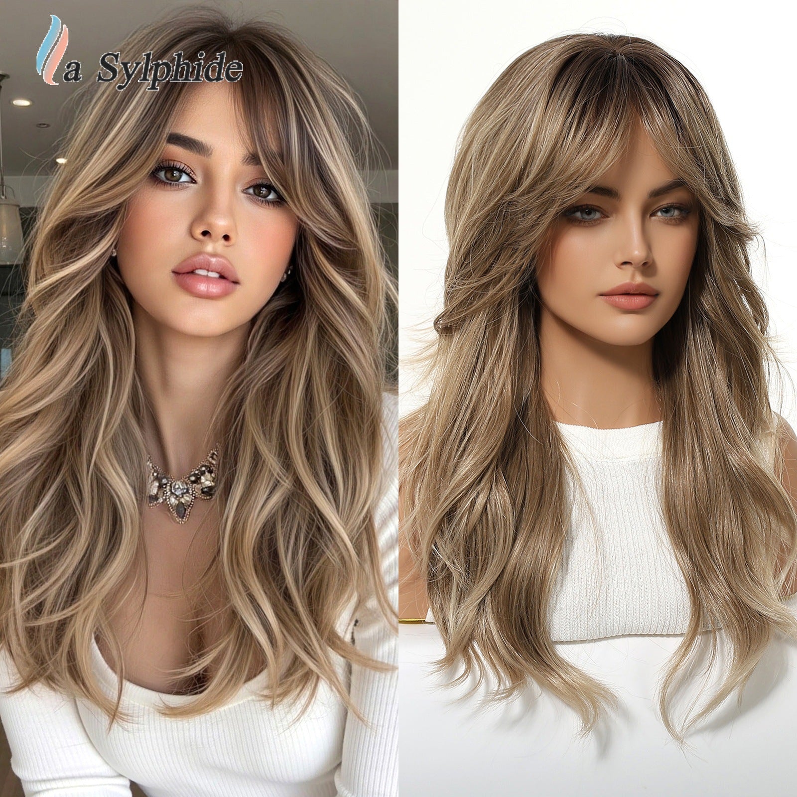 Long Curly Synthetic Hair Wig with Gradient Colors 24inch