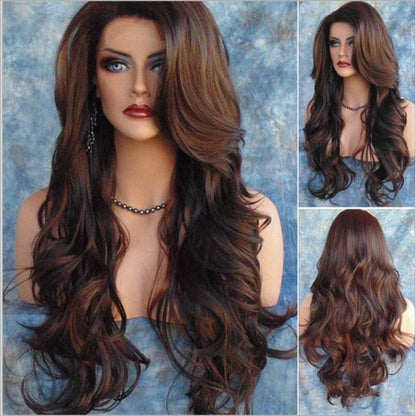 Long Curly Synthetic Wig with Middle Parting
