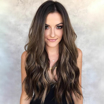 Long Curly Synthetic Wig with Side Bangs