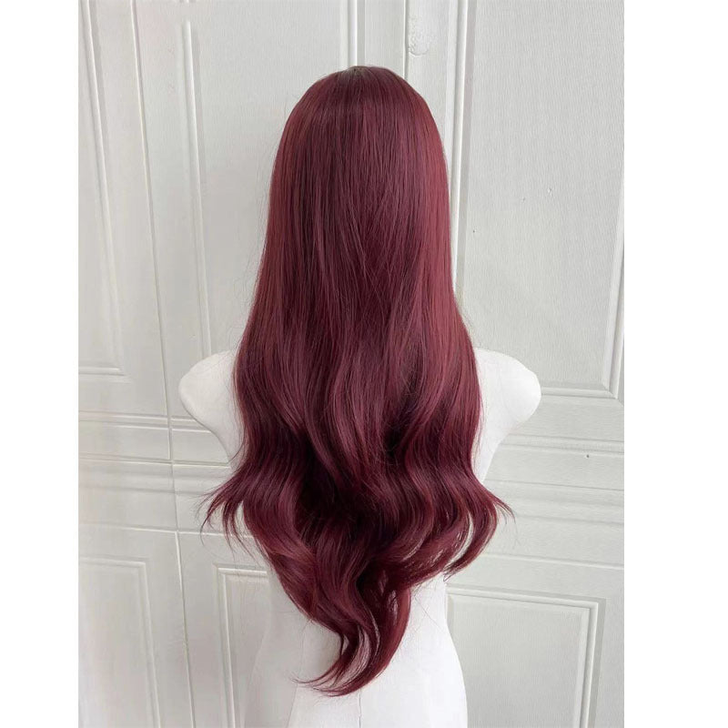 Long Curly Synthetic Wig with Slanted Bangs
