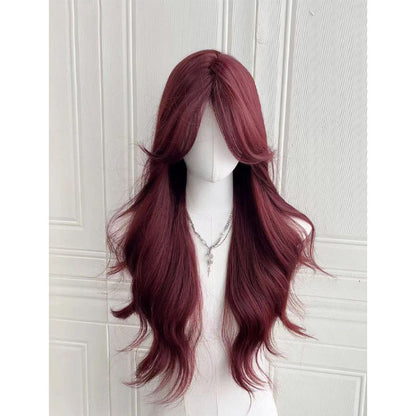 Long Curly Synthetic Wig with Slanted Bangs