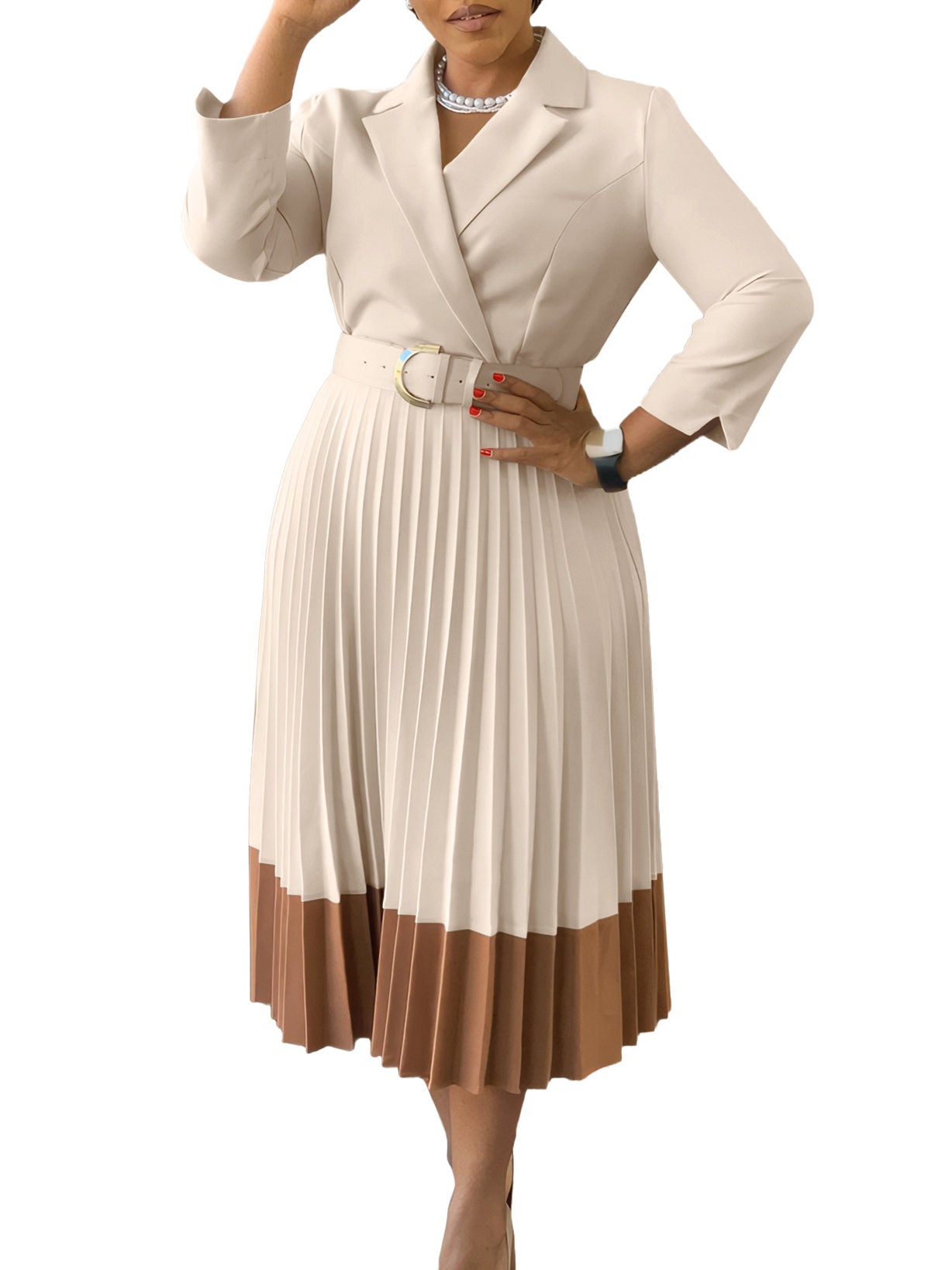 Long dress with a suit collar