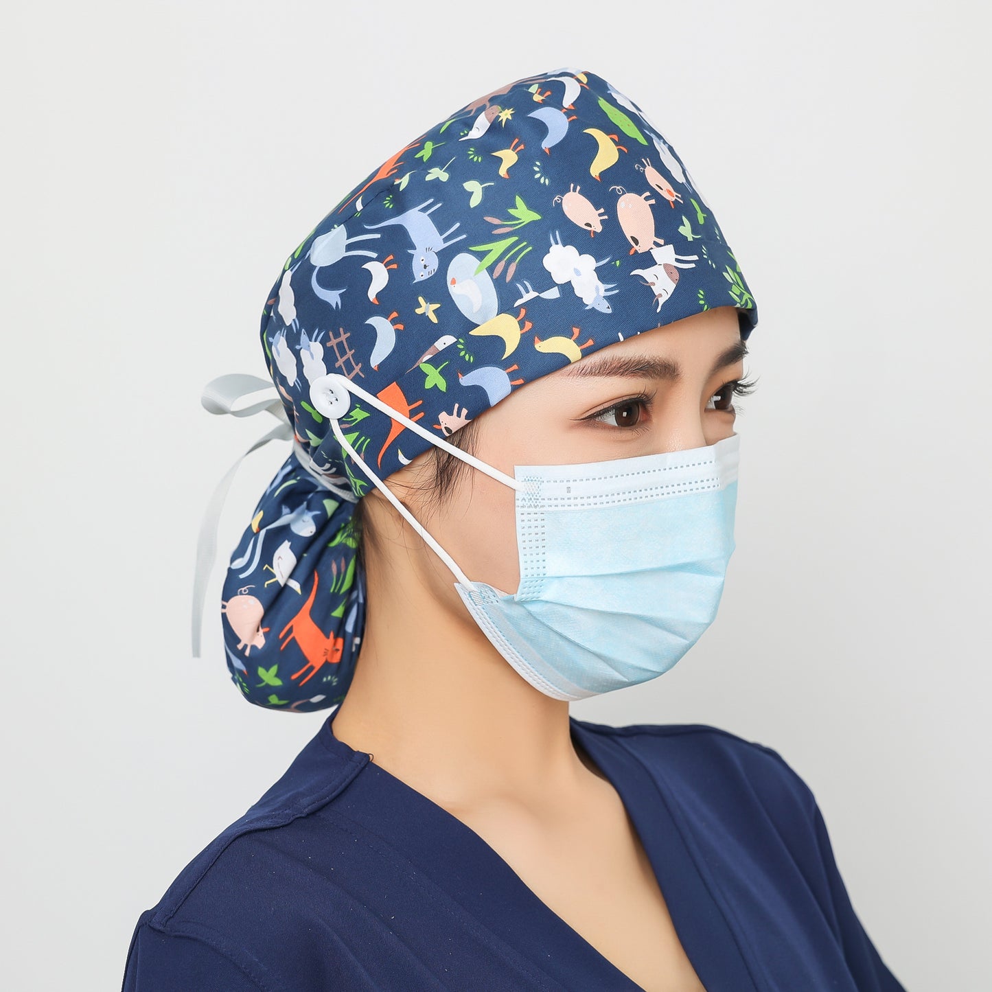 Long hair style nurse cap for women