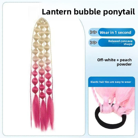 Long hand-braided performance ponytail wig