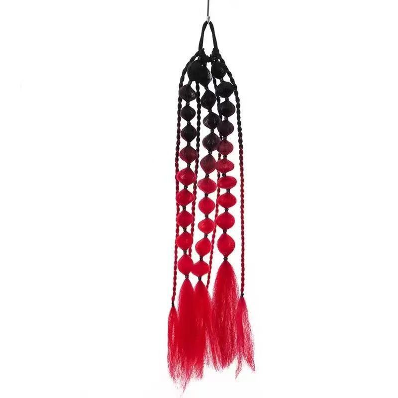 Long hand-braided performance ponytail wig